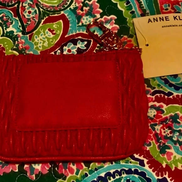 Anne Klein Red Quilted Wallet Pouch w/ Keychain NWT - Picture 4 of 6